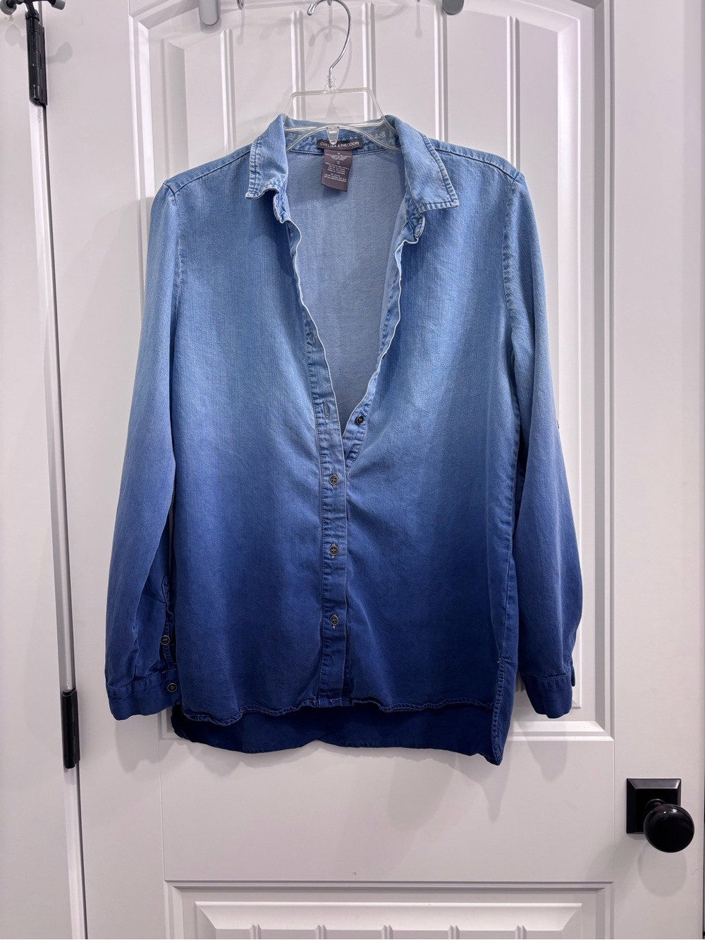 Ombre Blue Denim-Style Button Shirt